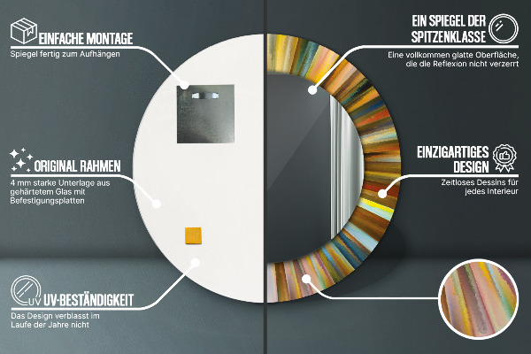 Rund spegel med tryck Abstrakt radiellt mönster