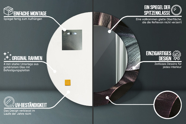 Rund spegel med tryck Mörka tropiska löv