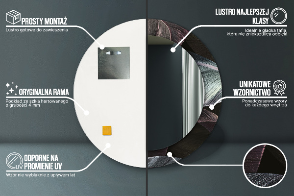 Rund spegel med tryck Mörka tropiska löv