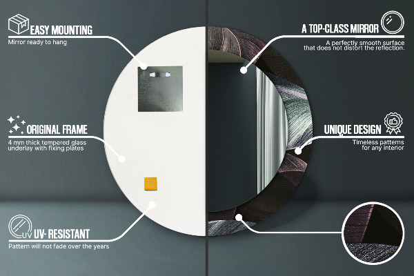 Rund spegel med tryck Mörka tropiska löv