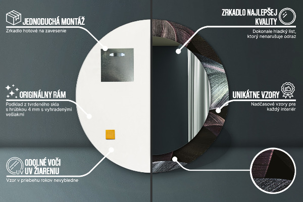 Rund spegel med tryck Mörka tropiska löv