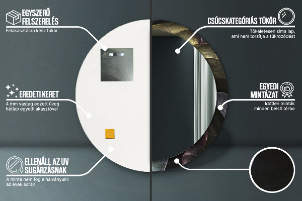 Rund spegel med tryck Mörka tropiska löv