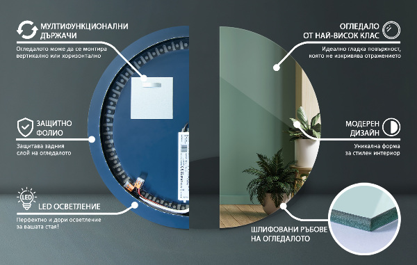 Rund spegel ledde fi 40 cm