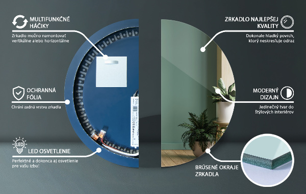 Rund spegel med led-bakgrundsbelysning dekorativ fi 90 cm