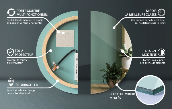 Rund badrumsspegel med led-belysning fi 40 cm