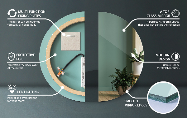 Rund badrumsspegel med led-belysning fi 50 cm