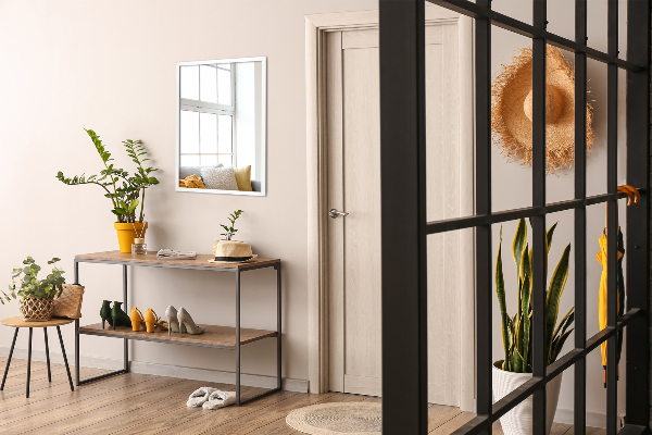 Rektangulär spegel i vit ramför badrum 100x70 cm