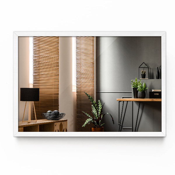 Rektangulär spegel i vit ramför badrum 80x60 cm