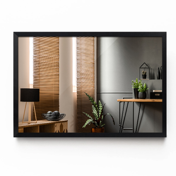 Rektangulär spegel i svart ram för sovrummet 60x40 cm