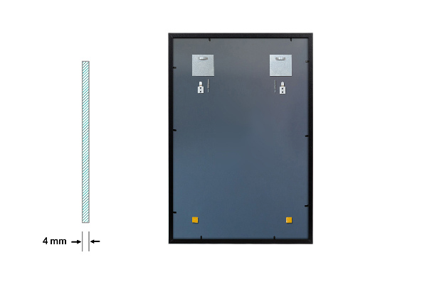 Rektangulär spegel i svart ram för sovrummet 60x40 cm