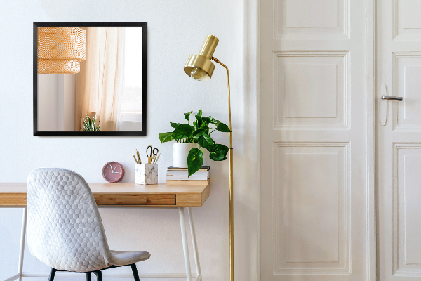 Hall rektangulär spegel spegel i svart ram 70x50 cm