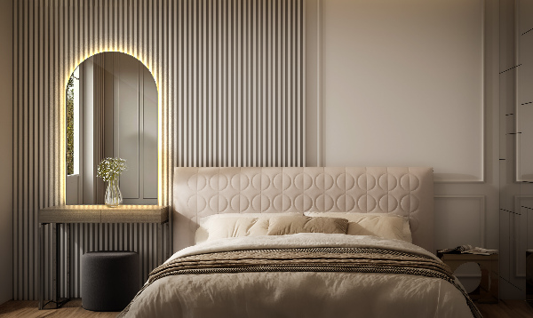 Välvd spegel led 45x80 cm