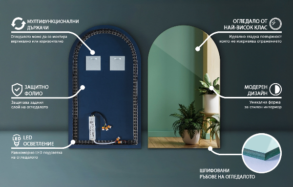 Halv-oval spegel led 50x90 cm