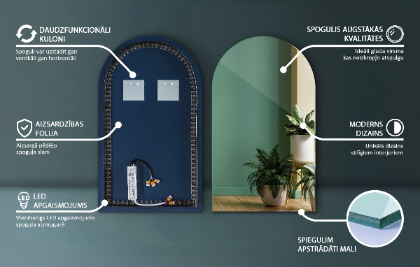 Halv-oval spegel led 50x90 cm
