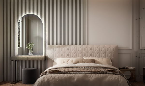 Välvd spegel led 60x100 cm