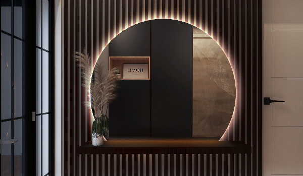 Halvcirkel spegel modern 70x80 cm