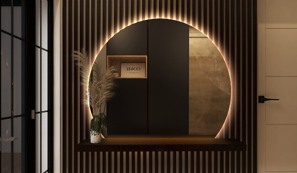 Halvcirkel spegel modern 70x80 cm