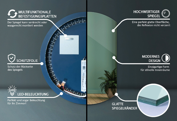 Halvmåne spegel 74x90 cm