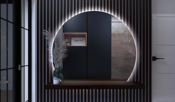 Halvcirkel spegel 84x100 cm