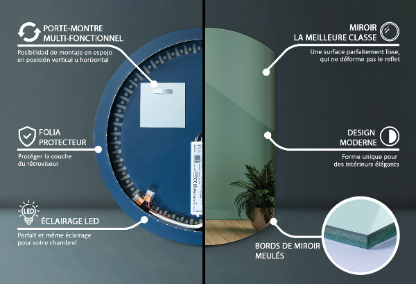 Halvcirkel spegel 84x100 cm
