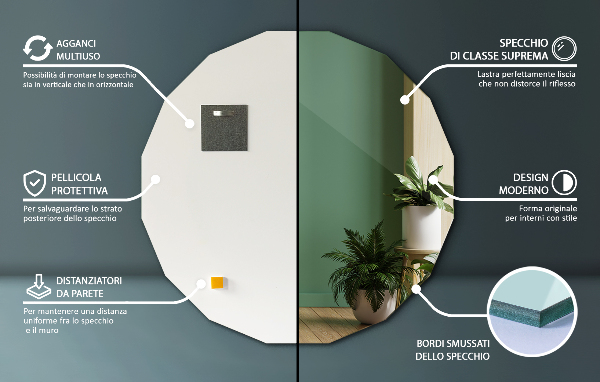 Geometrisk spegel modern 100x100 cm