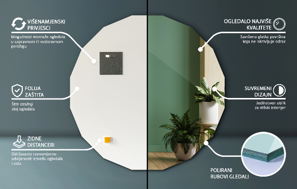 Geometrisk spegel modern 100x100 cm