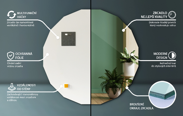 Geometrisk spegel modern 50x50 cm