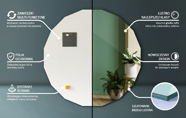 Geometrisk spegel modern 60x60 cm