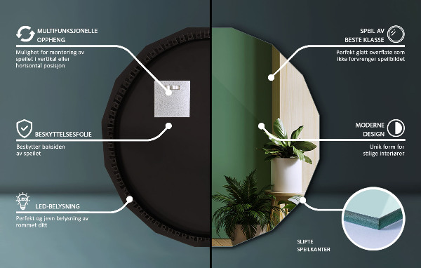 LED polygonal spegel 100x100 cm