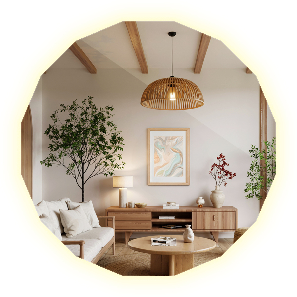 LED polygonal spegel 50x50 cm