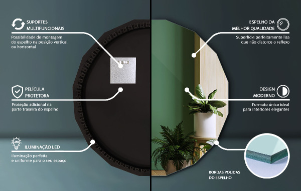 LED polygonal spegel 60x60 cm