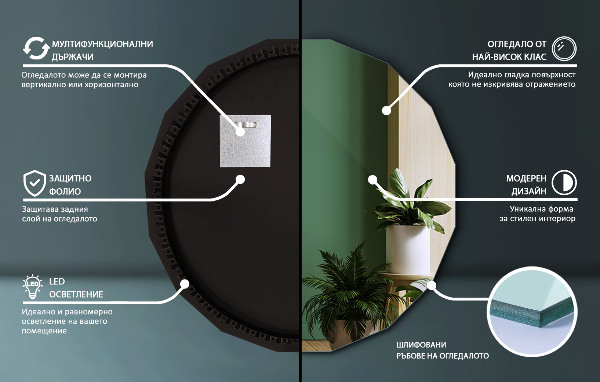 LED polygonal spegel 80x80 cm