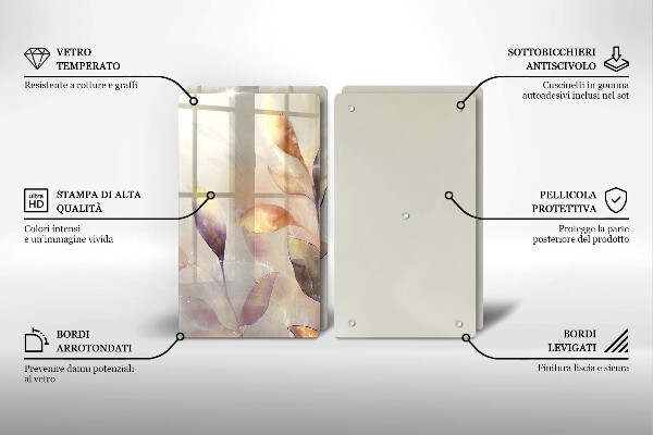 Skydd för induktionsspis Målade boho löv