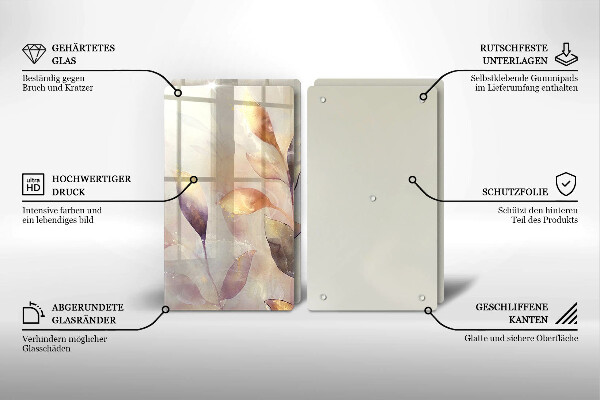 Skydd för induktionsspis Målade boho löv