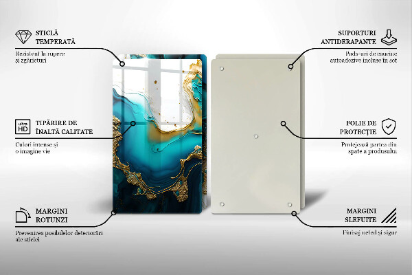 Skyddsplatta för spis Turkos abstraktion