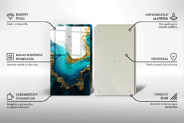 Skyddsplatta för spis Turkos abstraktion