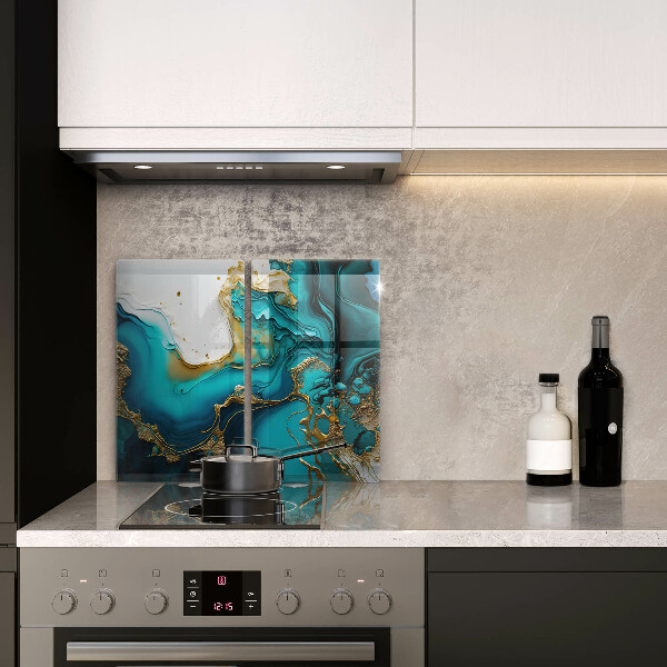 Skyddsplatta för spis Turkos abstraktion