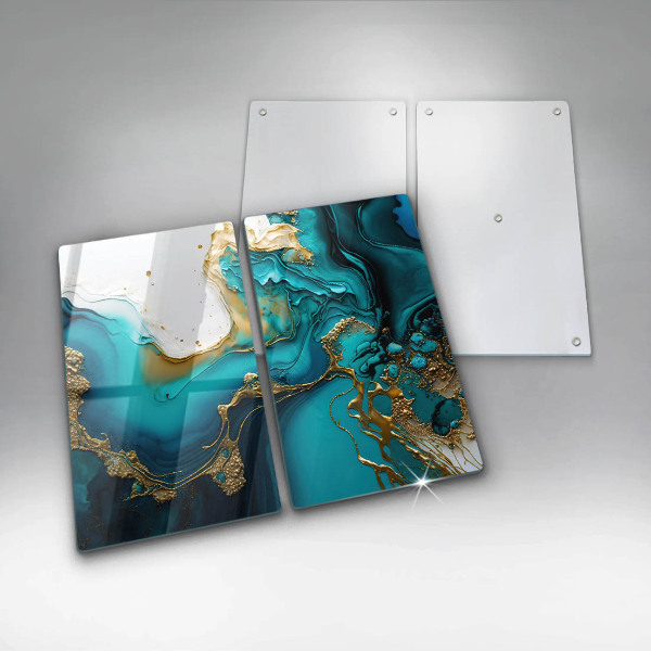 Skyddsplatta för spis Turkos abstraktion