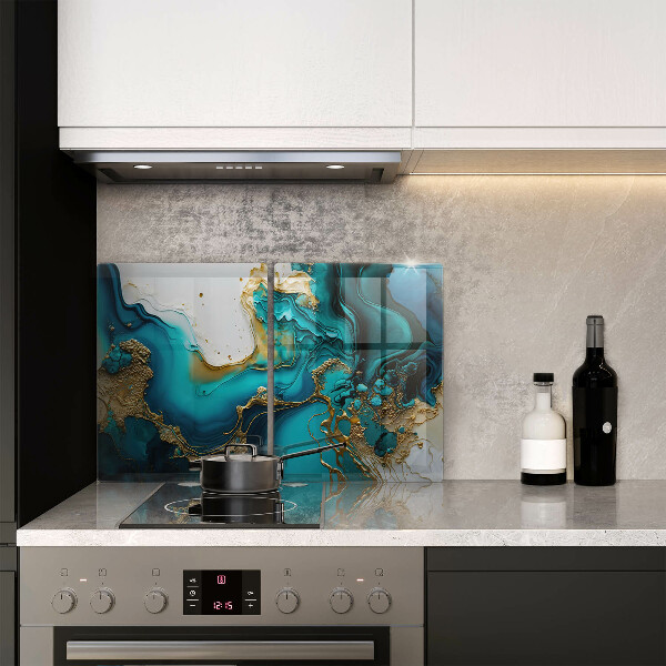 Skyddsplatta för spis Turkos abstraktion