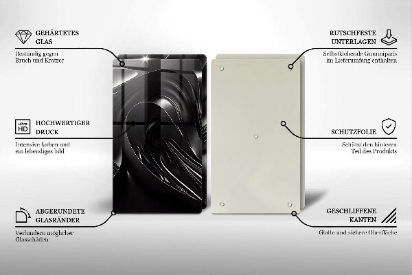 Skyddsplatta för spis Abstraktion svart massa