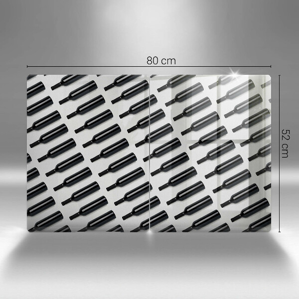 Skyddsplatta för spis Svarta vinflaskor