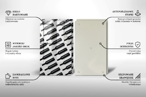 Skyddsplatta för spis Svarta vinflaskor