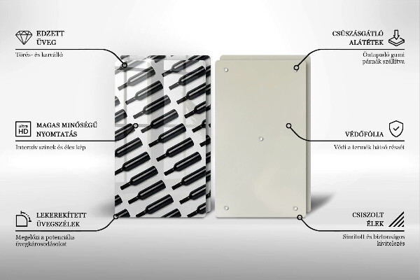 Skyddsplatta för spis Svarta vinflaskor