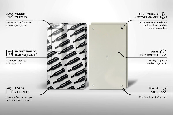 Skyddsplatta för spis Svarta vinflaskor