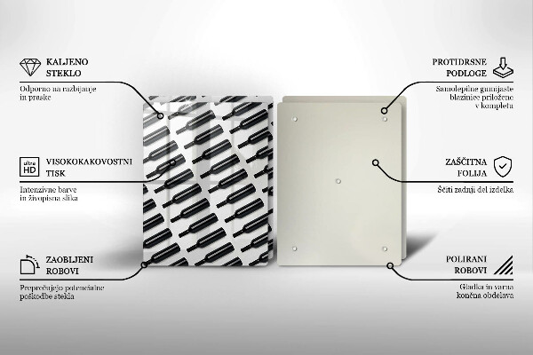 Skyddsplatta för spis Svarta vinflaskor