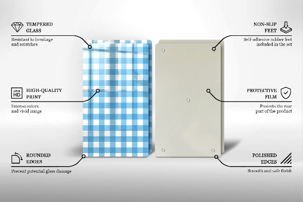 Skyddsplatta för spis Blåvit rutor