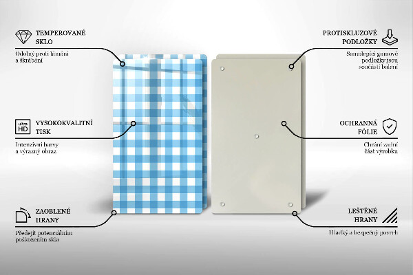 Skyddsplatta för spis Blåvit rutor