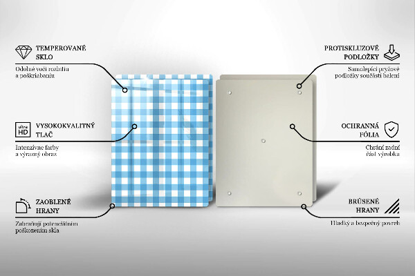 Skyddsplatta för spis Blåvit rutor