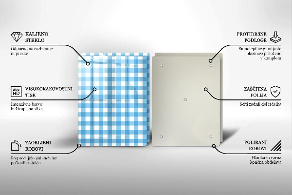 Skyddsplatta för spis Blåvit rutor