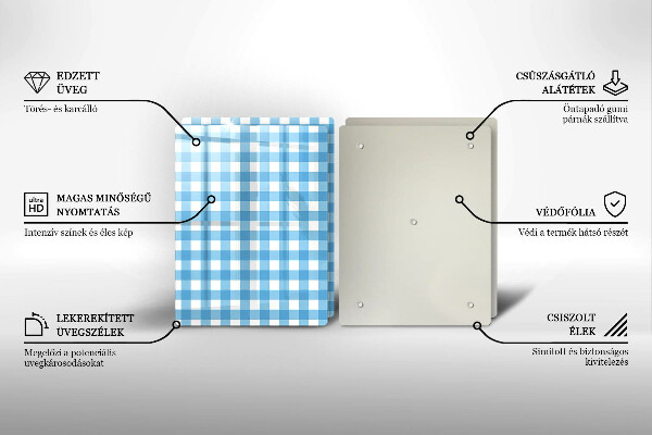 Skyddsplatta för spis Blåvit rutor